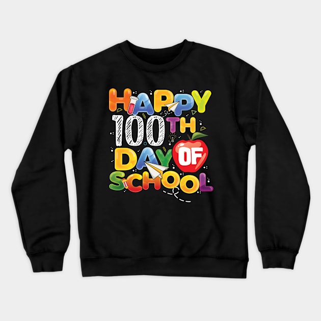 Funny Teachers Kids Child Happy 100 Days 100th day of school Crewneck Sweatshirt by Gaming champion